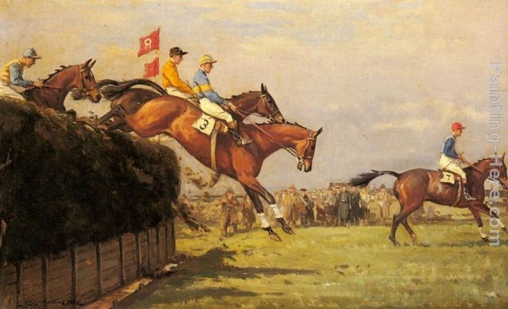 John Sanderson Wells The Grand National Steeplechase Really True and Forbia at Beecher's Brook